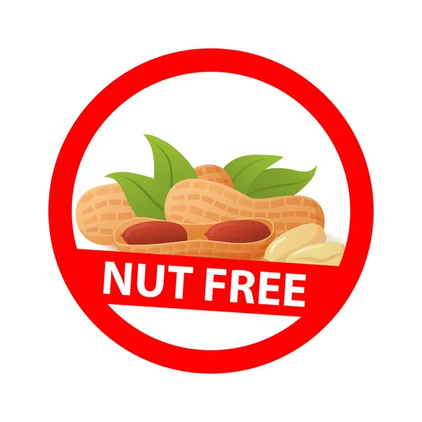 Nut free symbol ban peanuts.Realistic vector illustration. — Stock Vector