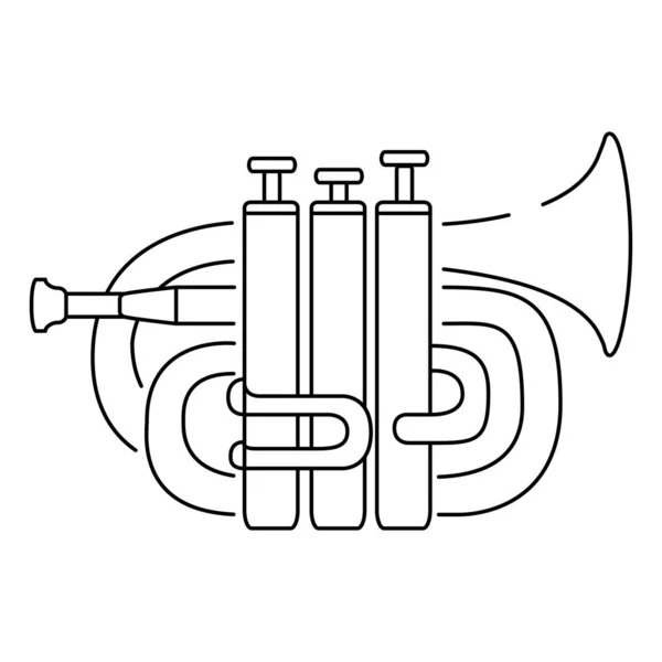 Trumpet wind musical instrument. Concept music and jazz outline vector. — Stock Vector