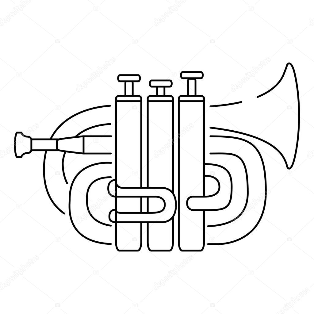 Trumpet wind musical instrument. Concept music and jazz outline vector.