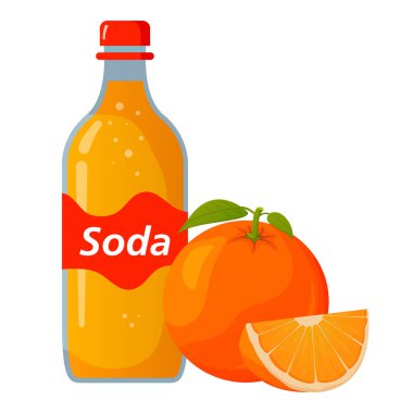 Plastik şişe portakallı limonata. Olgun tropikal narenciye meyvesi..