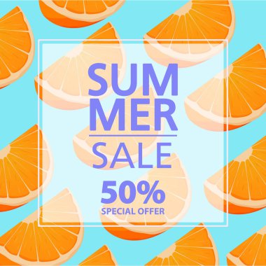 Yaz indirimi afişi. 50 'lik indirim teklif ediyor. Web sitesi pankartı kavramı.