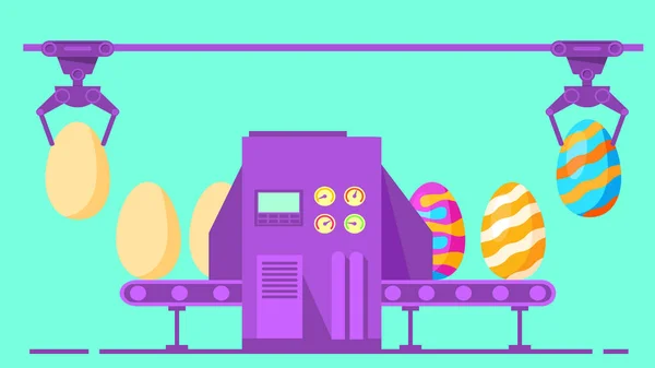 Transportador de coloração de ovos de Páscoa. Ilustração vetorial festiva plana. — Vetor de Stock