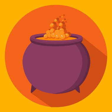 Cadılar Bayramı cadısının kazan ikonu. Köpüren iksir.