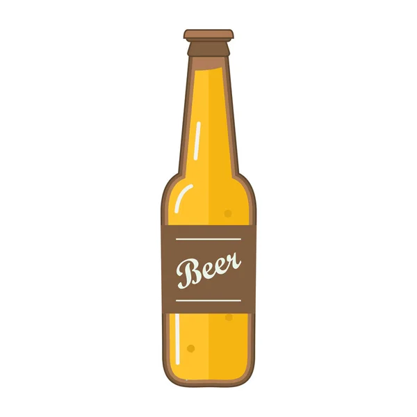 Botella de vidrio de cerveza ligera. Bebida alcohólica. Línea plana vector de arte. — Archivo Imágenes Vectoriales
