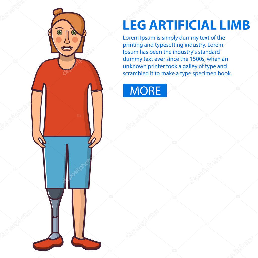 Girl with a leg artificial limb.Young Person sport prostheses.