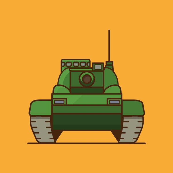Modern military tank front view. Flat vector.