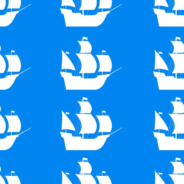 Seamless pattern with the ships sailing. Flat illustration vector. — Stock Vector