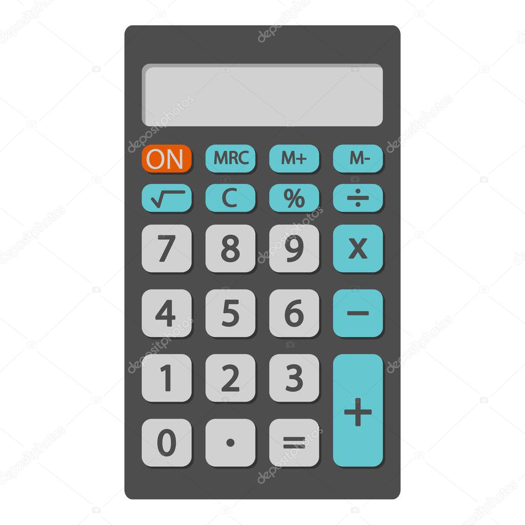 School calculator with buttons flat illustration vector.