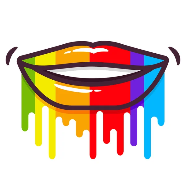 Rainbow colored lips.Flag of LGBT.Vector for sticker, poster,t-shirt prints. — Stock Vector