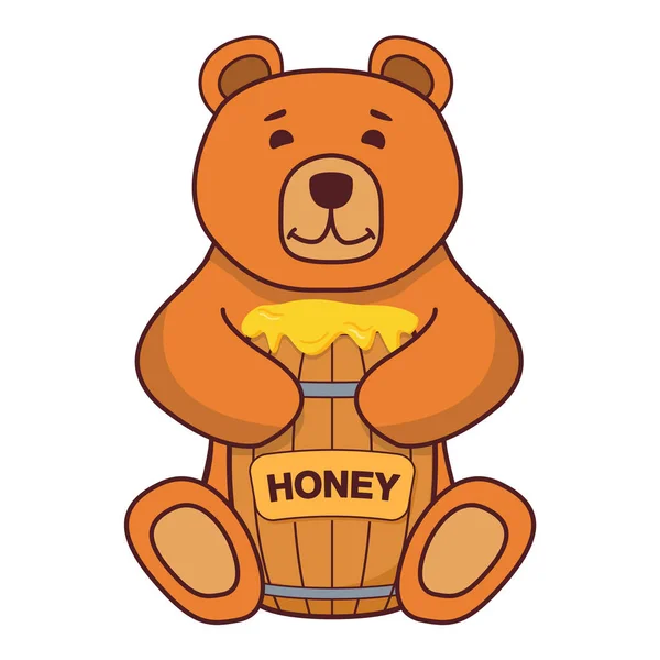 Miel d'ours brun. Vecteur plat d'illustration. Un concept pour les livres pour enfants. — Image vectorielle