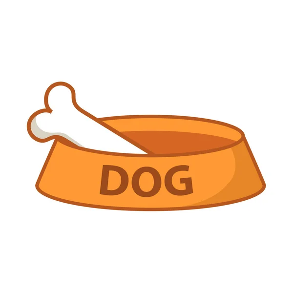 Μπολ για ένα σκύλο με κόκκαλο. Δοχείο για τροφές για ζώα συντροφιάς. — Διανυσματικό Αρχείο