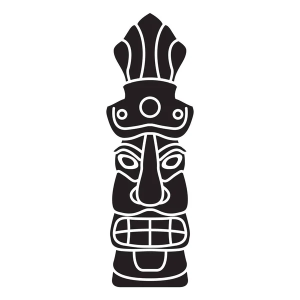 Masque Tiki silhouette isolée sur fond blanc. idole tribale aztèque. — Image vectorielle