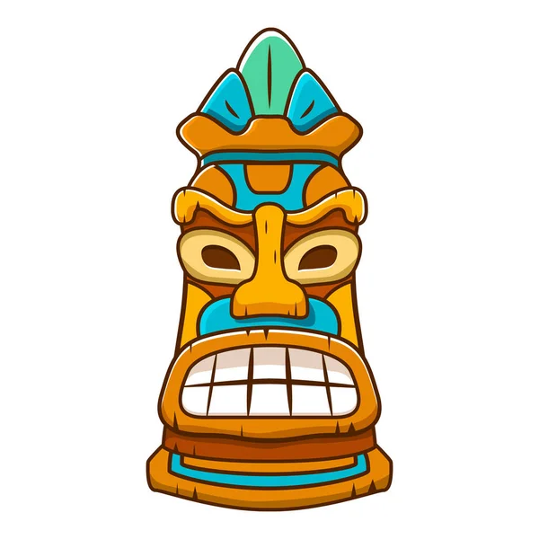Masque tiki effrayant.Style de dessin animé vectoriel ethnique tribal. — Image vectorielle
