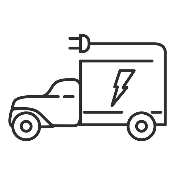 LKW-Symbol elektrischer Stecker. Umriss Auto Vektor für Web-Design. — Stockvektor