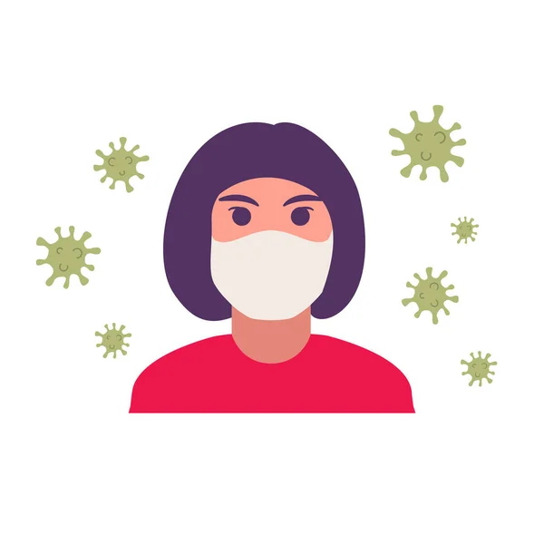 Menina em máscara médica. Quarentena perigosa coronavírus. — Vetor de Stock