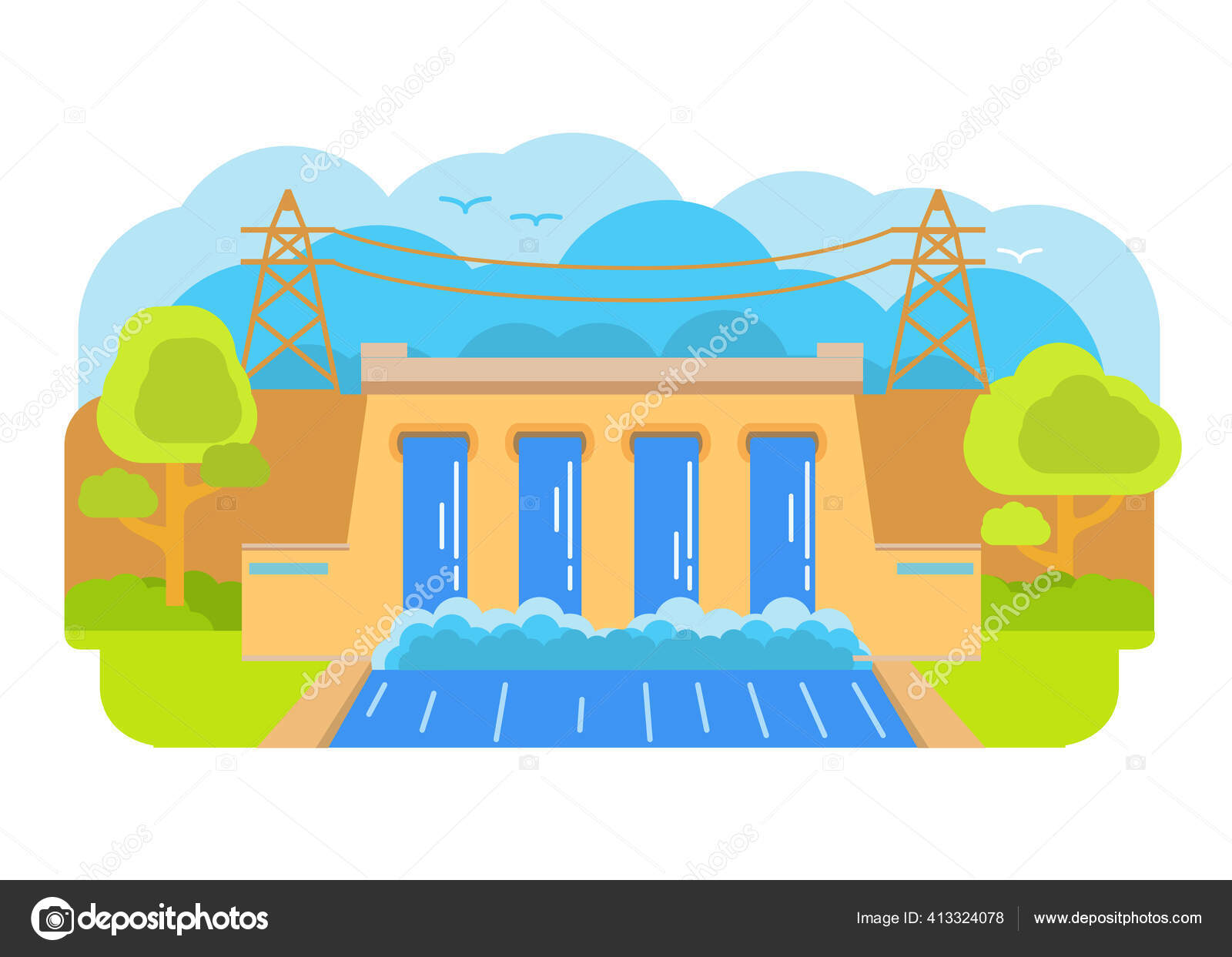 Hydroelectric power station.The dam hydro power plant.Hydro energy