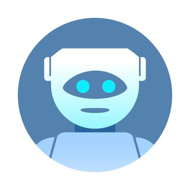 Yapay zeka. Robot asistan. Chatbot simgesi. Düz vektör.