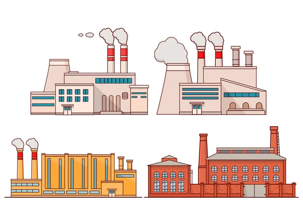 Industrieel fabrieksgebouw met pijpleidingen.Elektriciteitsindustrie. — Stockvector