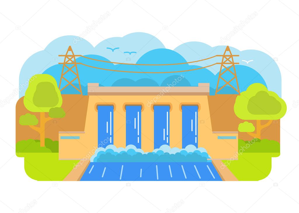 Hydroelectric power station.The dam hydro power plant.Hydro energy.