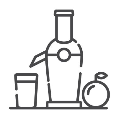 Meyve sıkacağı portakal suyu çizgisi sanat ikonu taslağı. Mutfak aletleri..