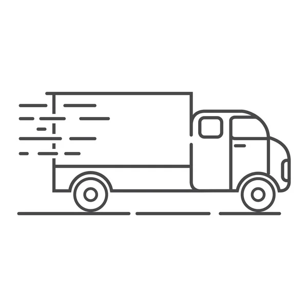 Hızlı teslimat kamyonu ikonu. Araba kargo hattı sanatı. Vektör çizgisi. — Stok Vektör