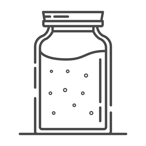 Jar of jam line art icon. Outline flat vector.Glass jar with sauce. — Stock Vector