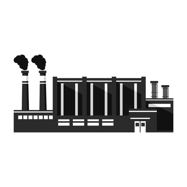 Fábrica industrial silueta negra icon.Flat estilo un vector. — Archivo Imágenes Vectoriales