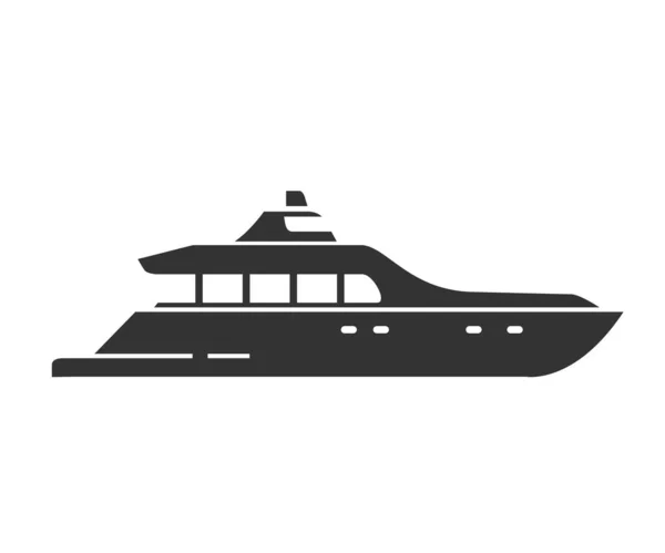 Silhouette noire d'un yacht. Navire. Vaisseau nautique vecteur plat illustration. — Image vectorielle