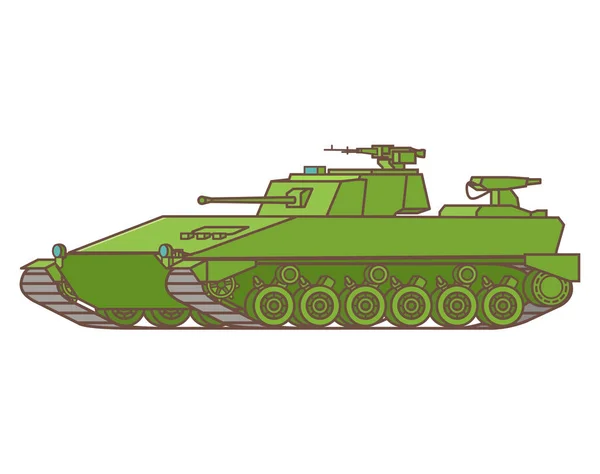 Infantry armored personnel carrier with a gun tower and a machine gun. — Stock Vector