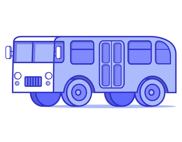 Ônibus icon.Small bus.Flat vector blue line art.Element para o design de um jogo ou o aplicativo móvel na entrega. — Vetor de Stock
