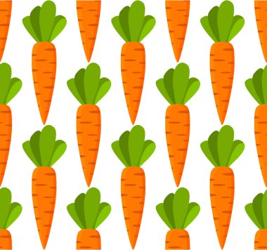 Kusursuz desenli olgun havuç sebzeleri. Düz illüstrasyon vektörü.