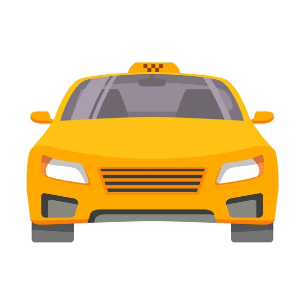 Taxiwagen. Ansicht des gelben Führerhauses von vorne. — Stockvektor