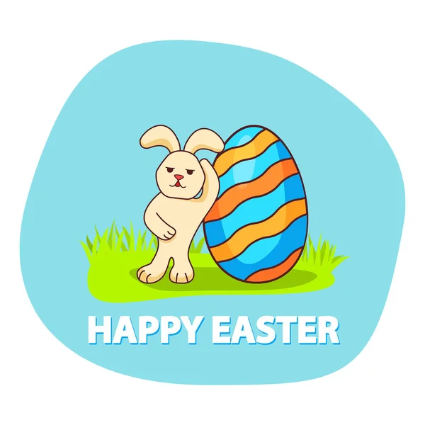 Lapin avec oeuf de Pâques. Une bannière festive avec un lièvre. — Image vectorielle