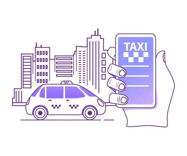 Service de taxi en ligne commander concept d'application mobile. . — Image vectorielle