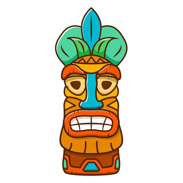 Máscara tiki assustadora.Estilo de desenho animado vetorial étnico tribal. —  Vetores de Stock