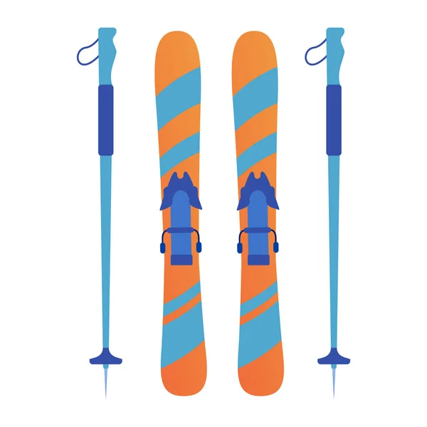 Vintersportutrustning.Fjällskida och stick.Skidanläggning. — Stock vektor