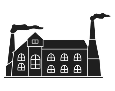 Eski bir fabrika binasının silueti. Duman yayan bir endüstriyel bina..