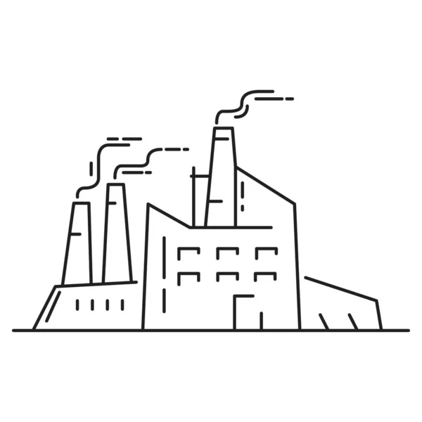 Kraftwerks.Emissionen in der Atmosphäre. Schwerindustrie. Fabrikgebäude mit Schornstein und Rohrleitung. — Stockvektor