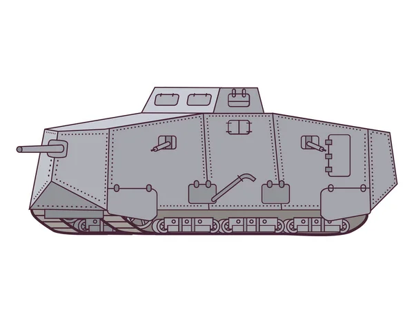 Tysk stridsvagn A7V från första världskriget. — Stock vektor