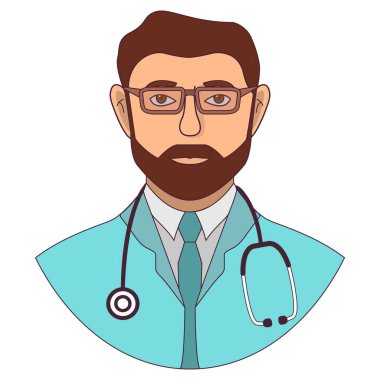 Erkek doktor. Düz vektör. Tıbbi personel..