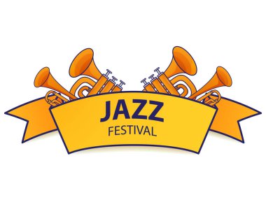 Müzik festivali etiketi. Akustik enstrümanlar trompet..