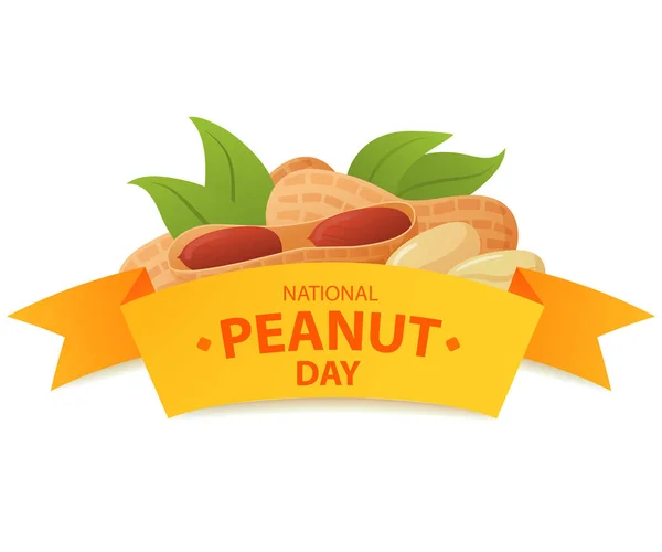 National Peanut Day.Label Design Template Vektor realistische Illustration. — Stockvektor