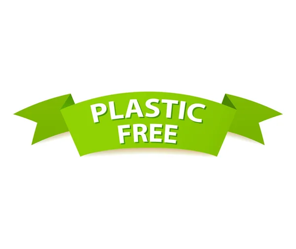 Plast gratis miljövänlig skylt.Platt illustration vektor. — Stock vektor