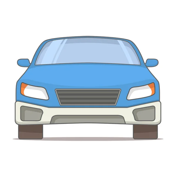 Vista em frente ao carro moderno sedan pára-brisas e faróis e um pára-choques, uma grade frontal. — Vetor de Stock