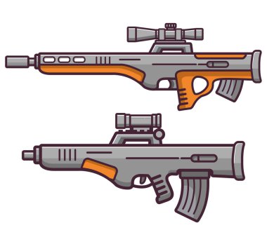 Bullpup ateşli silahlar keskin nişancı tüfeği. Silahlar. Hafif makineli tüfek modern saldırı..