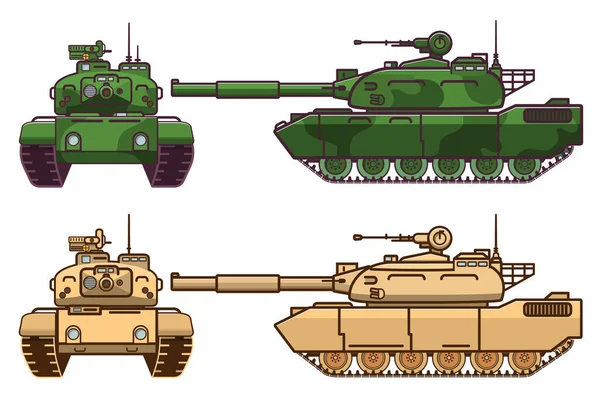군사용 탱크. 현대의 군사 장비. 포병대 차량. — 스톡 벡터