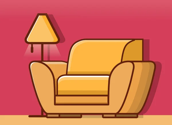 Old retro easy chair.Vintage cozy chair. Vector flat illustration. — Stock Vector