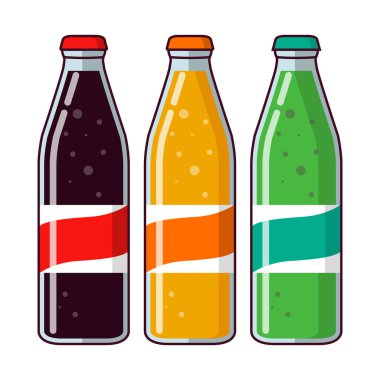 Kola şişesi. Limonata şişesi. Portakal suyu..
