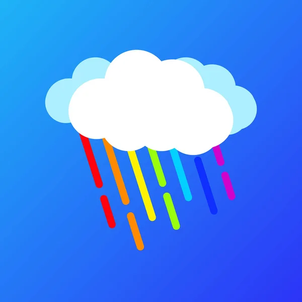 Cloud rainbow rain blue sky.Cartoon vector flat.Isolated on a blue background. — Stock Vector