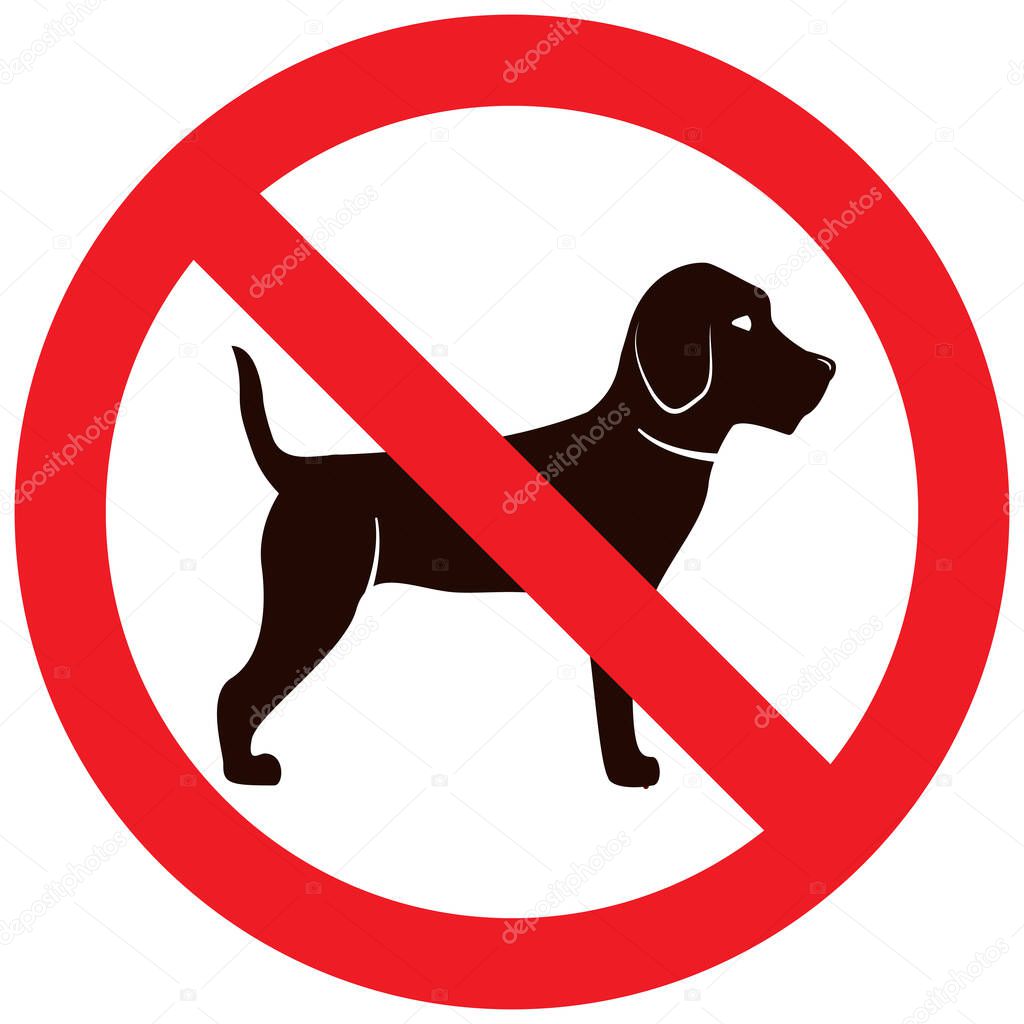 No dog sign.Pet animal beagle.Cartoon character silhouette.